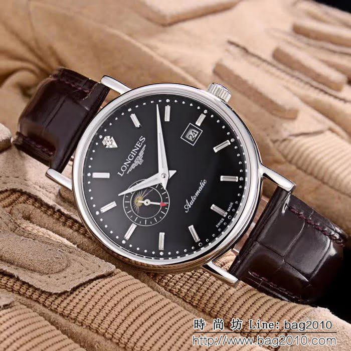 LONGINES浪琴 兩針半 小牛皮錶帶 精品男士腕表 WSS1093